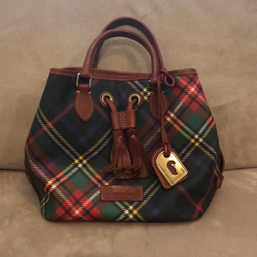 Dooney & Bourke tartan drawstring purse